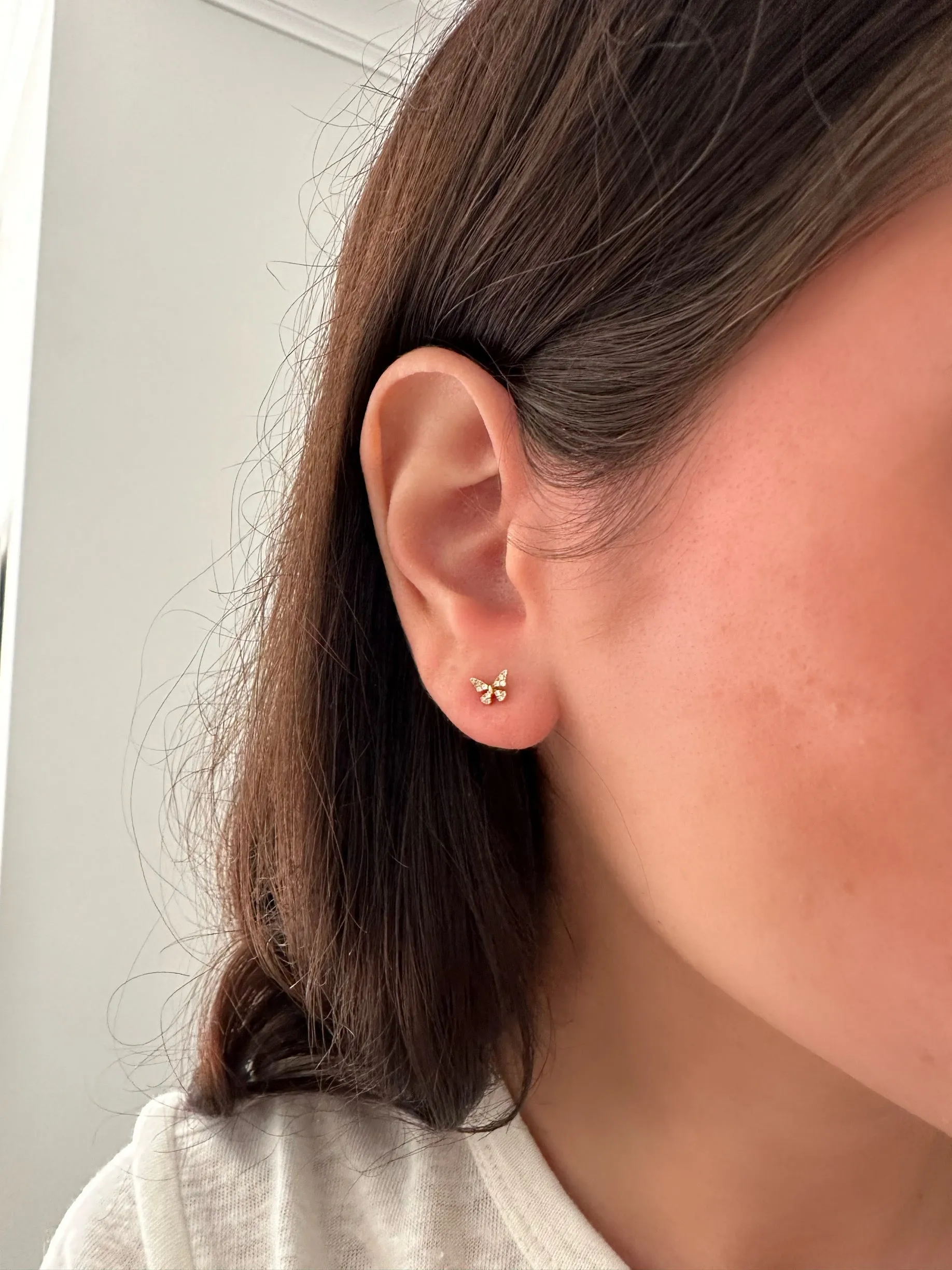 14 Karat Gold and Diamond Butterfly Studs