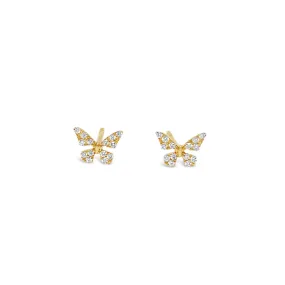 14 Karat Gold and Diamond Butterfly Studs