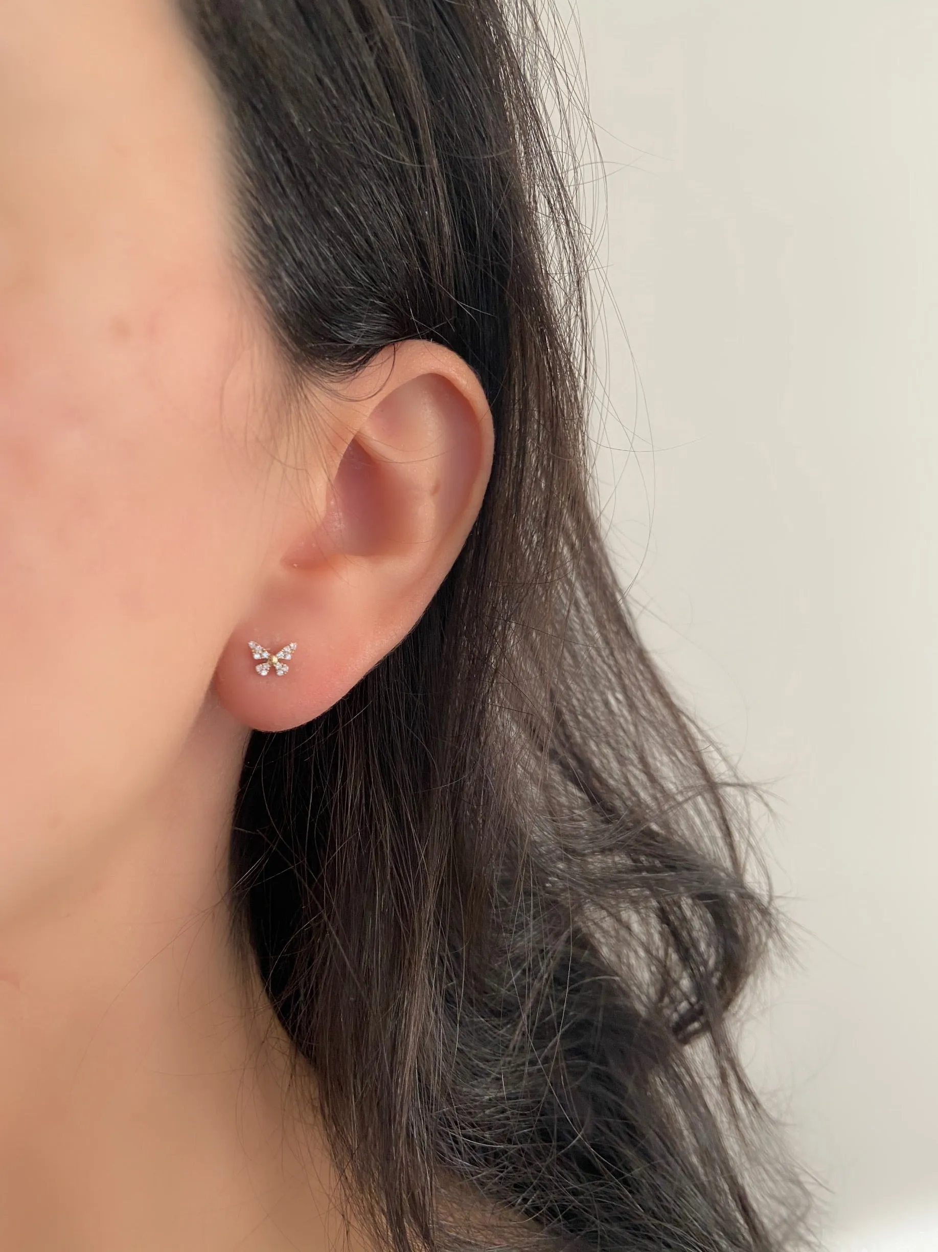 14 Karat Gold and Diamond Butterfly Studs