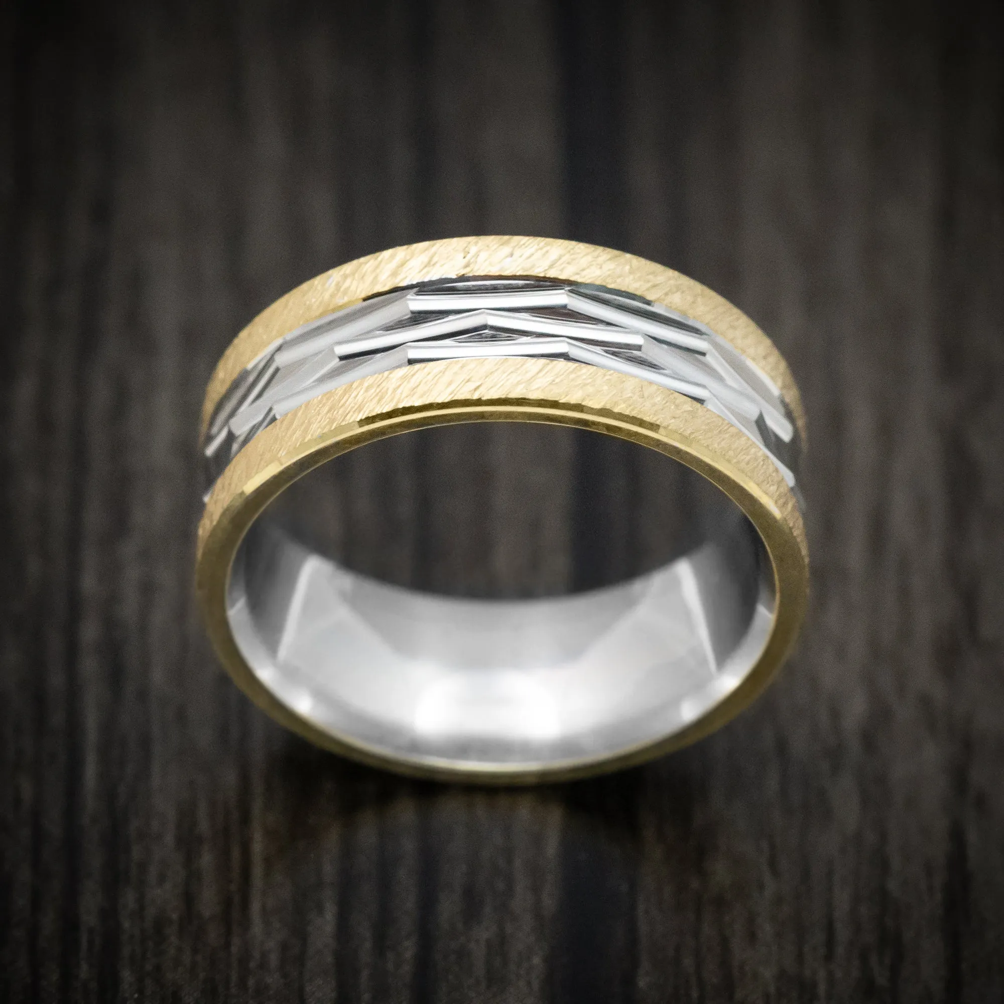 14K Gold Two-Tone Men's Ring Custom Made Band