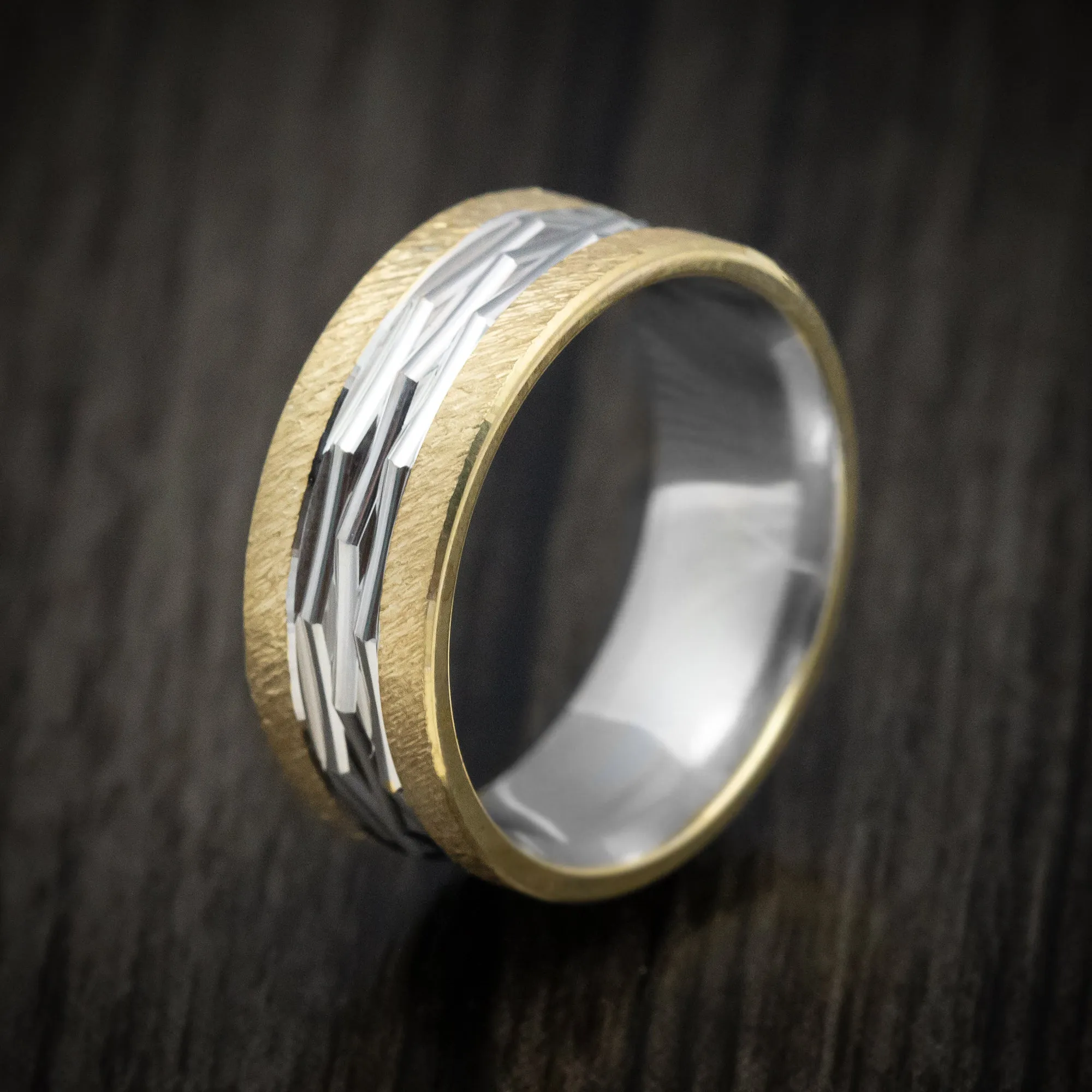 14K Gold Two-Tone Men's Ring Custom Made Band