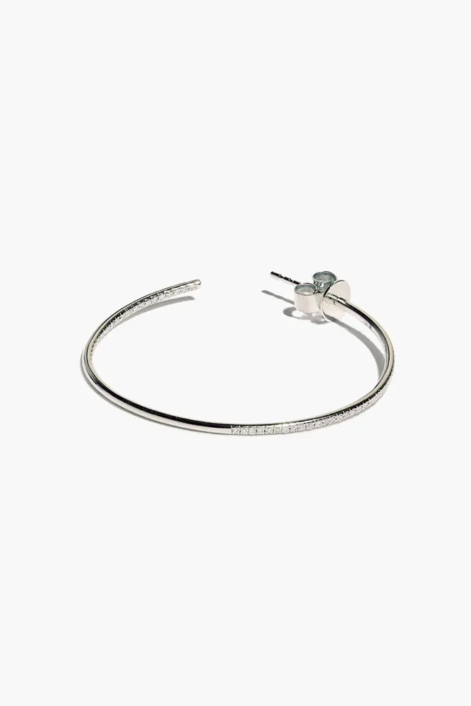 Chan Luu White Diamond White Gold Large Hoop Earrings