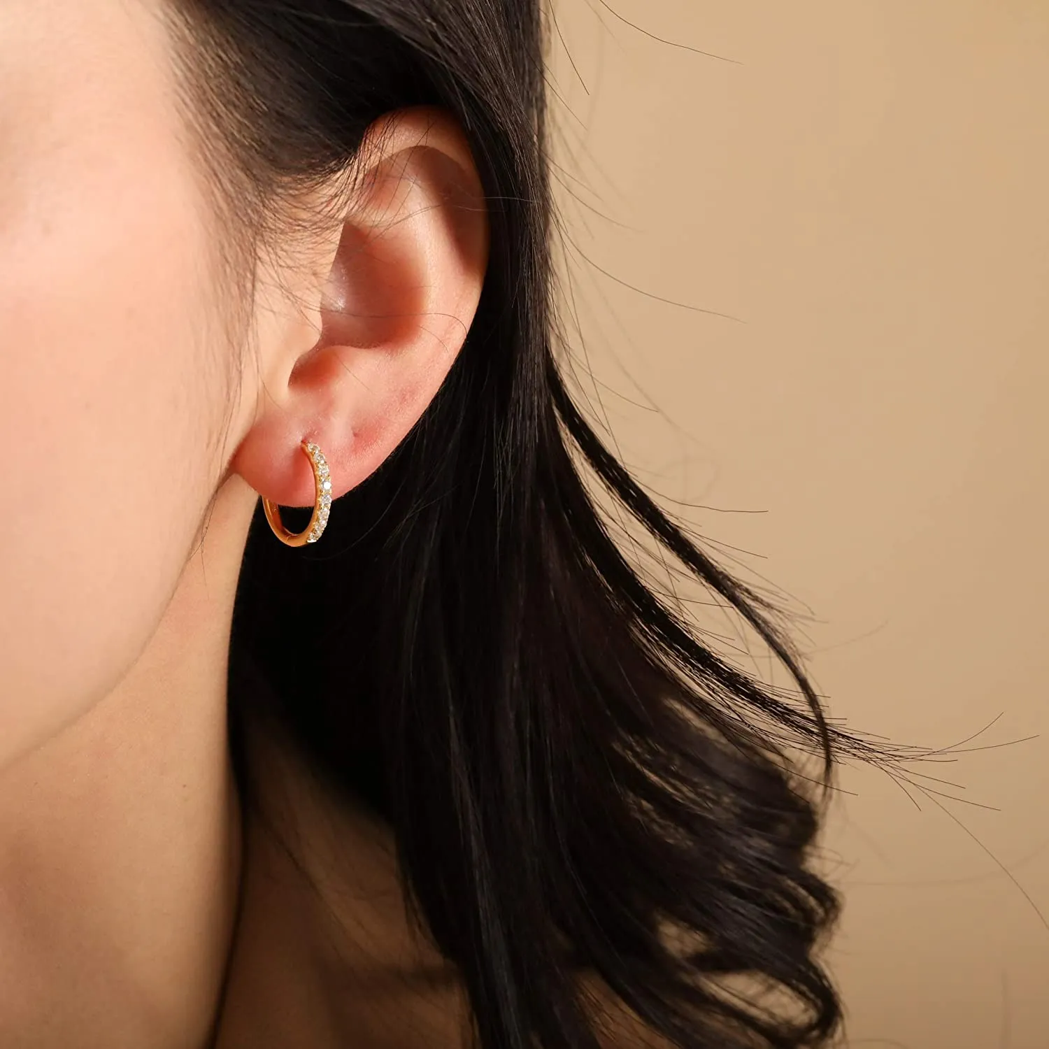 Cubic Zirconia Huggie Hoop Earrings