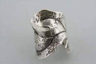 Curled leaf ring - fine silver