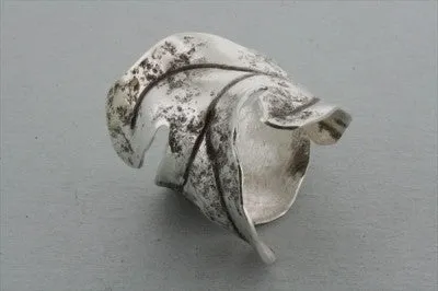 Curled leaf ring - fine silver