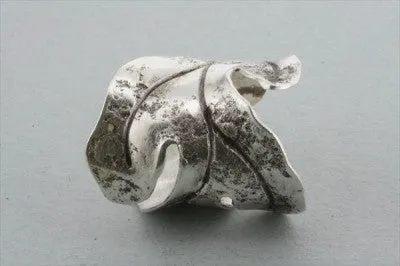 Curled leaf ring - fine silver