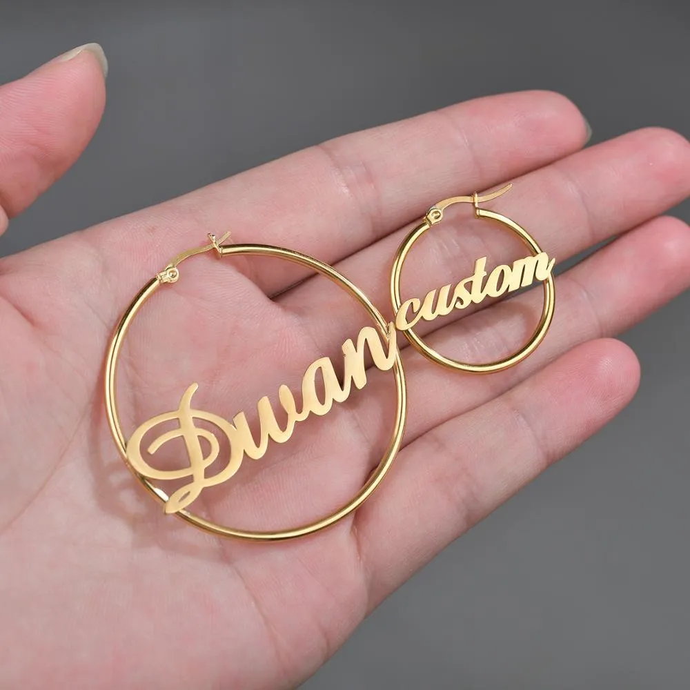 Customizable Initial Hoop Earrings - Personalized Name Jewelry for Women