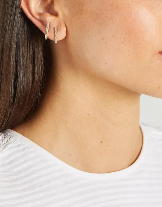 Diamond Long Bar Studs