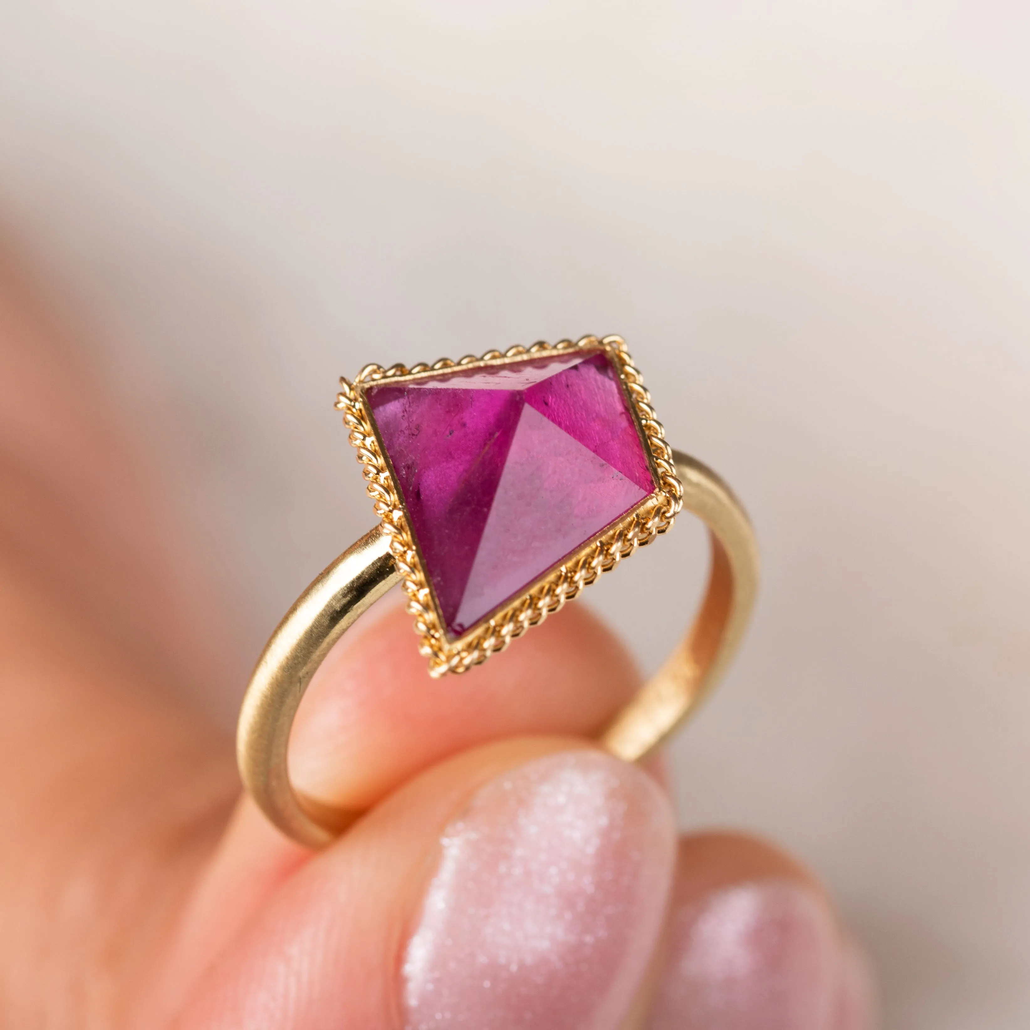 Faceted Pink Tourmaline Ring