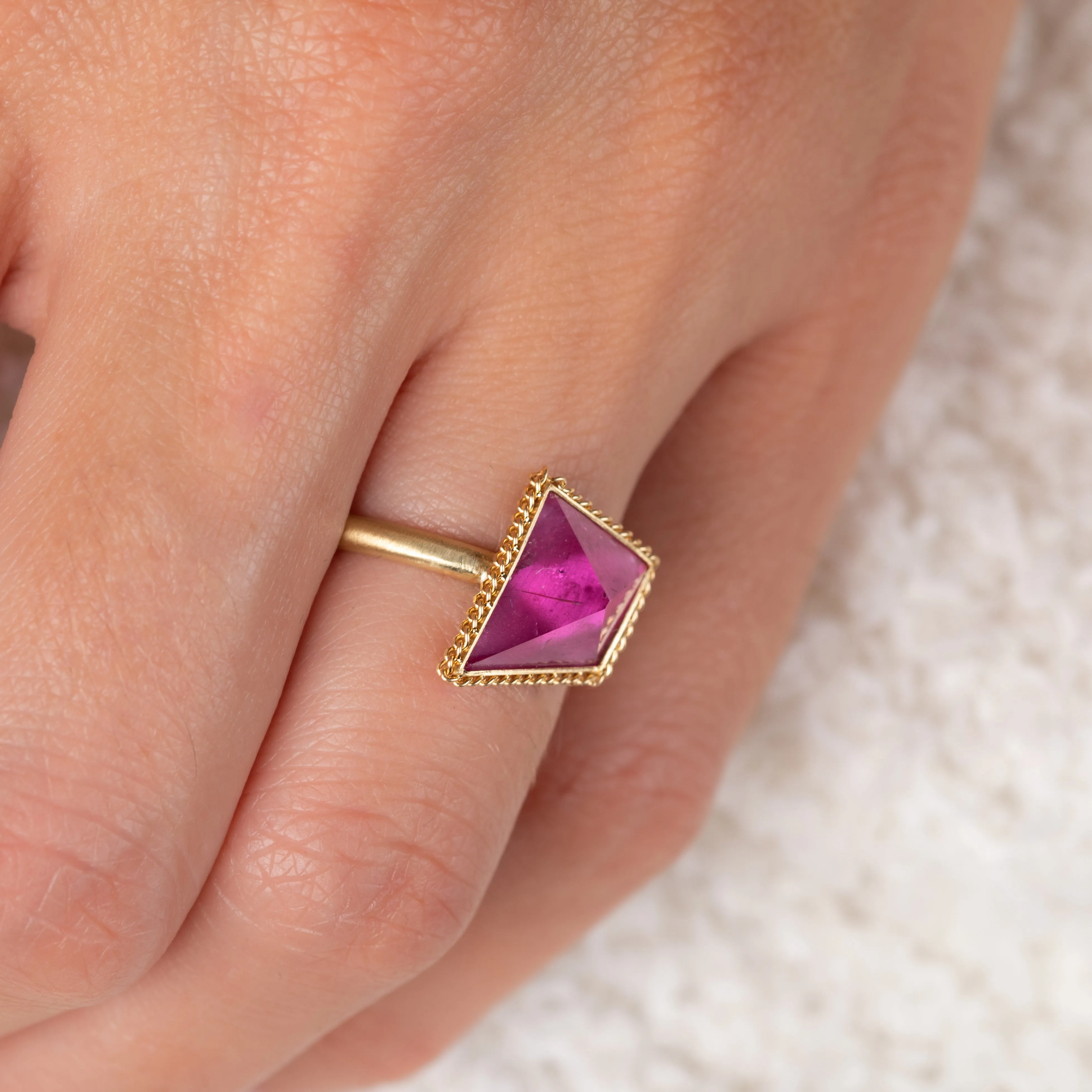 Faceted Pink Tourmaline Ring