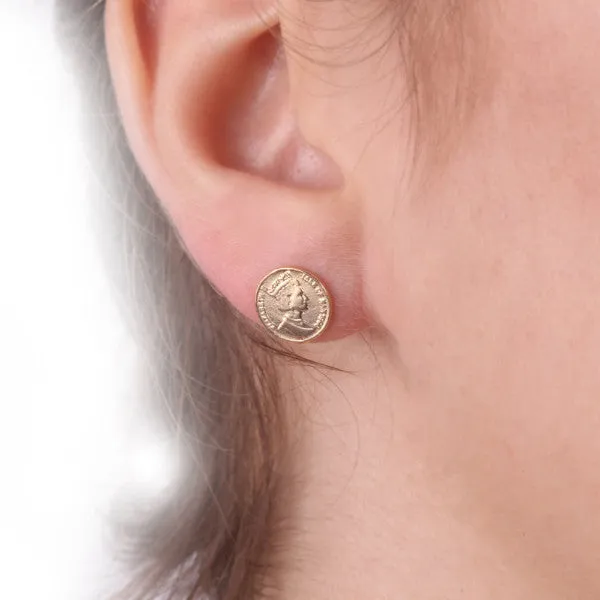 Gold coin Stud Earrings