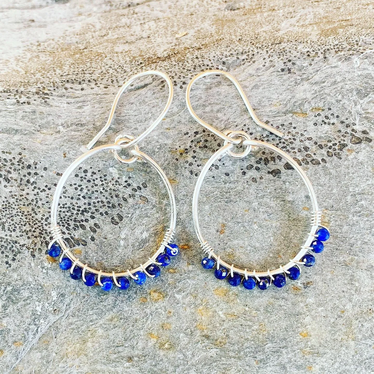 Lapis Silver Hoop Earrings