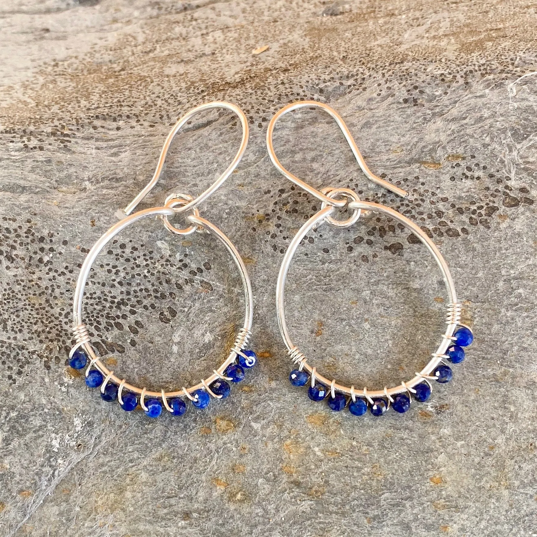 Lapis Silver Hoop Earrings