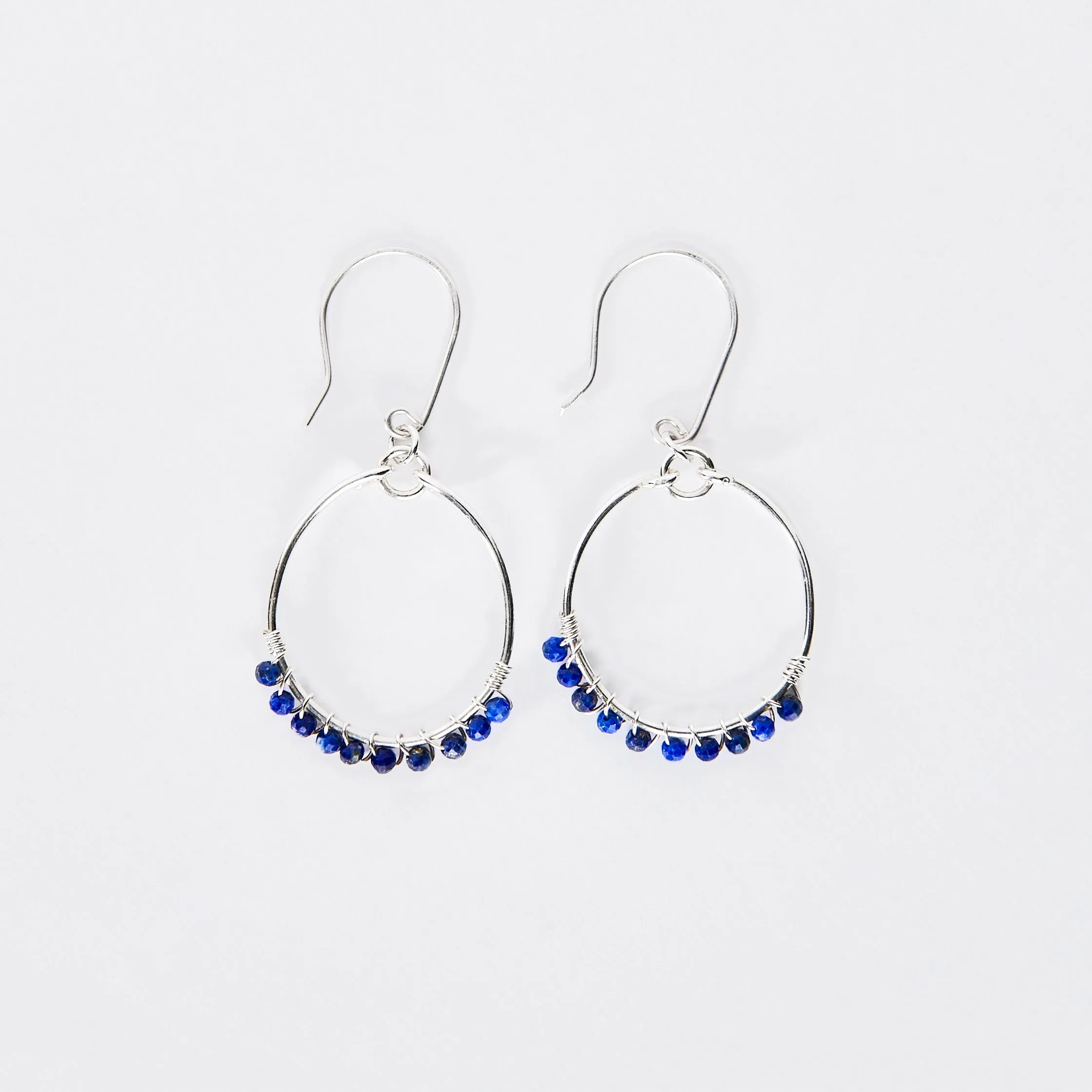 Lapis Silver Hoop Earrings