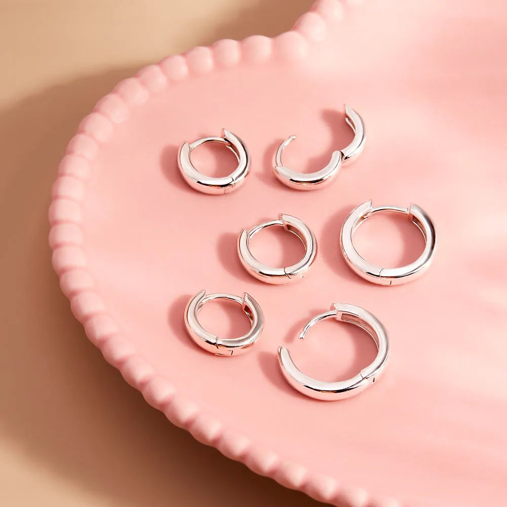 Rounded 2.5mm Polished 8-12mm Baby / Toddler / Kids Earrings Hoop/Huggie - Sterling Silver