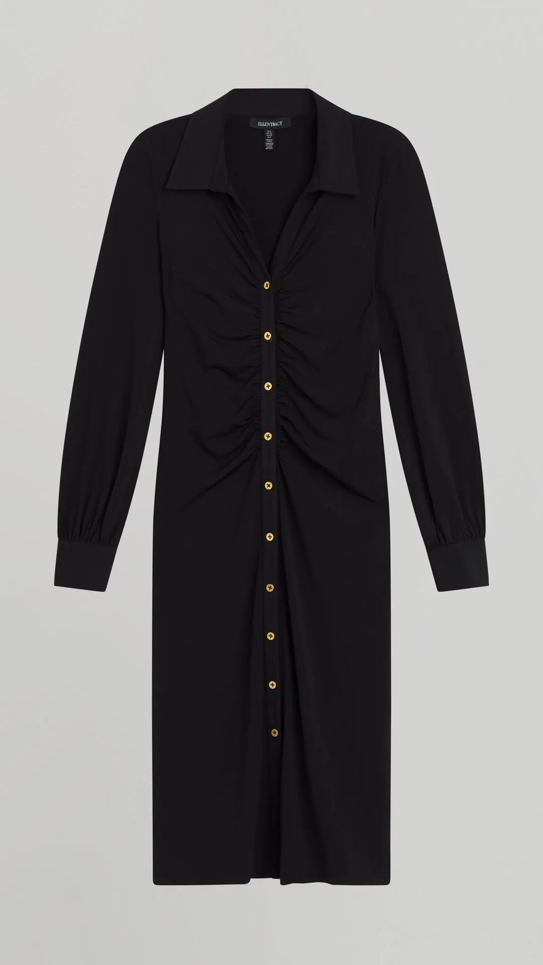 RUCHED SLEEVE BUTTON FRONT DRESS