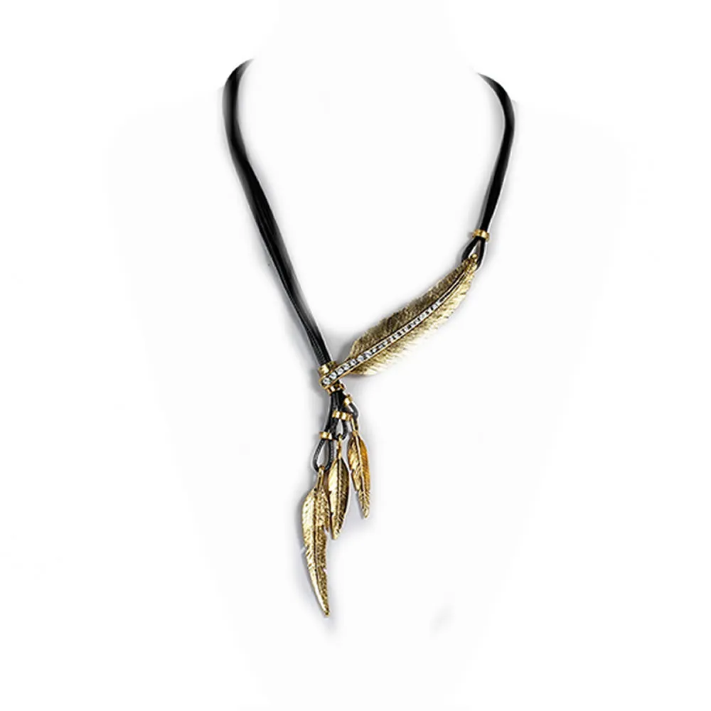 SEXY SPARKLES Sexy Sparkles Unique Women Y Shaped Lariat Necklace Feathers with Rhinestones
