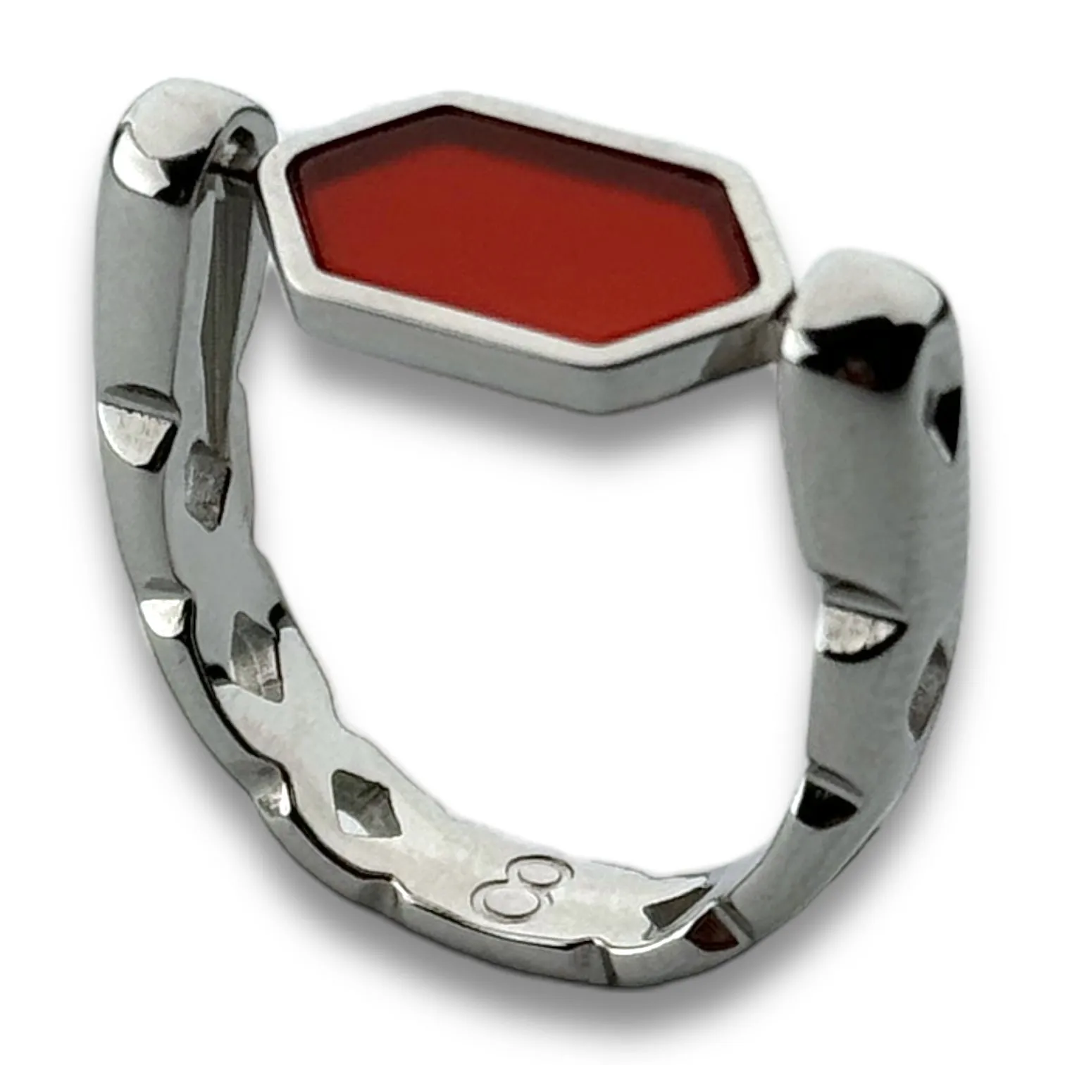 Silver CrownCut Crystal Hexbar Fidget Ring