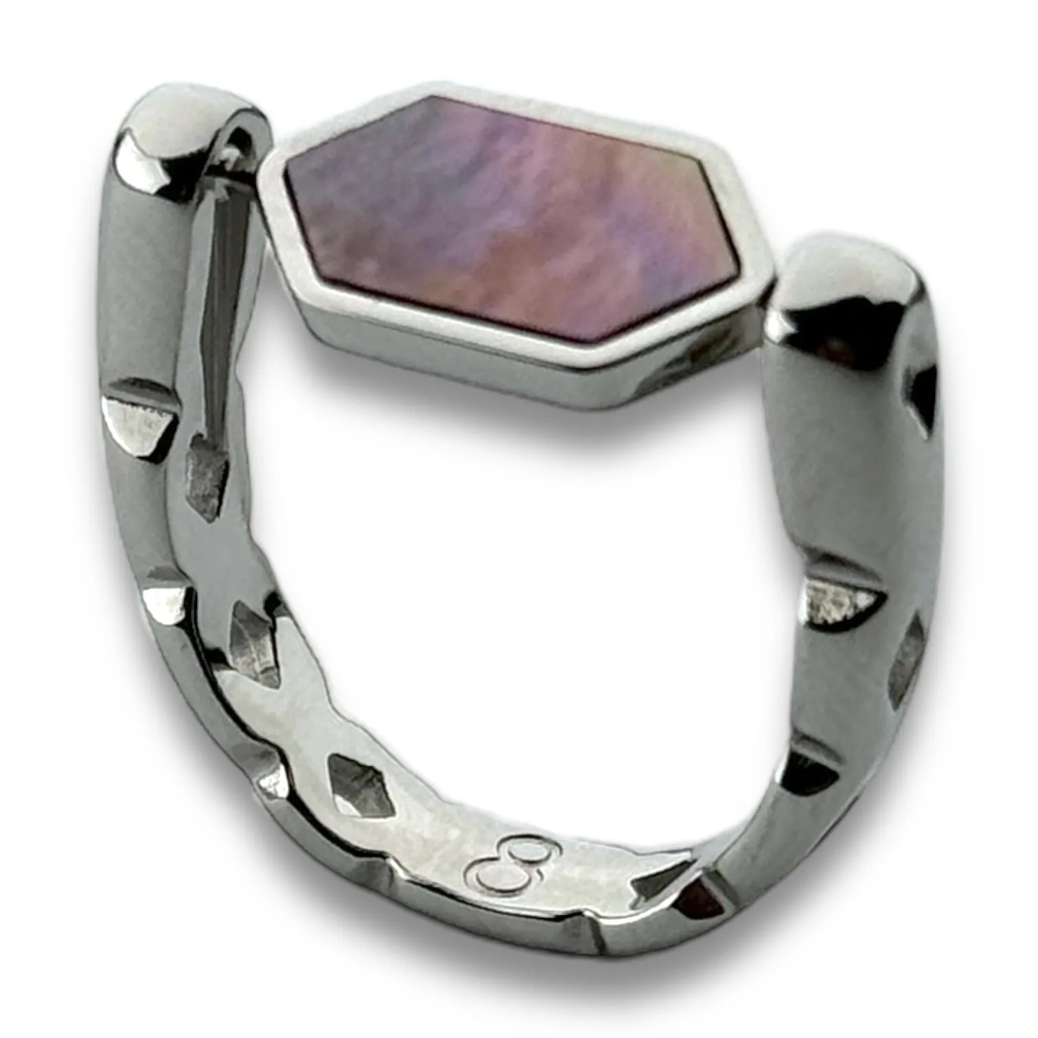 Silver CrownCut Crystal Hexbar Fidget Ring