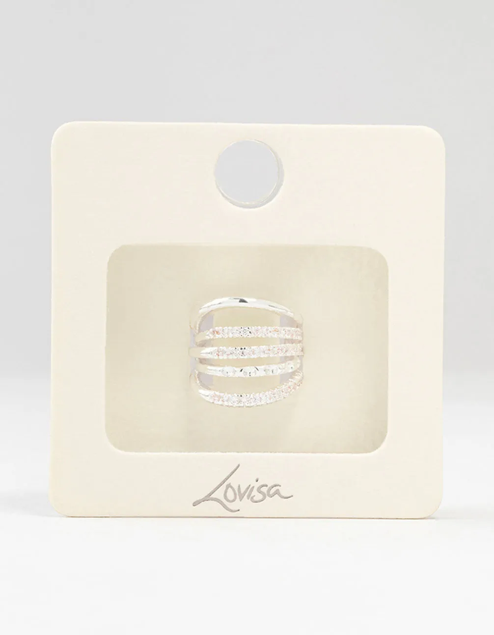 Silver Cubic Zirconia Five Row Hoop Ear Cuff