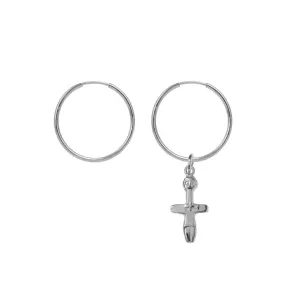Silver Hoop Earrings with Fertility Figurine pendant