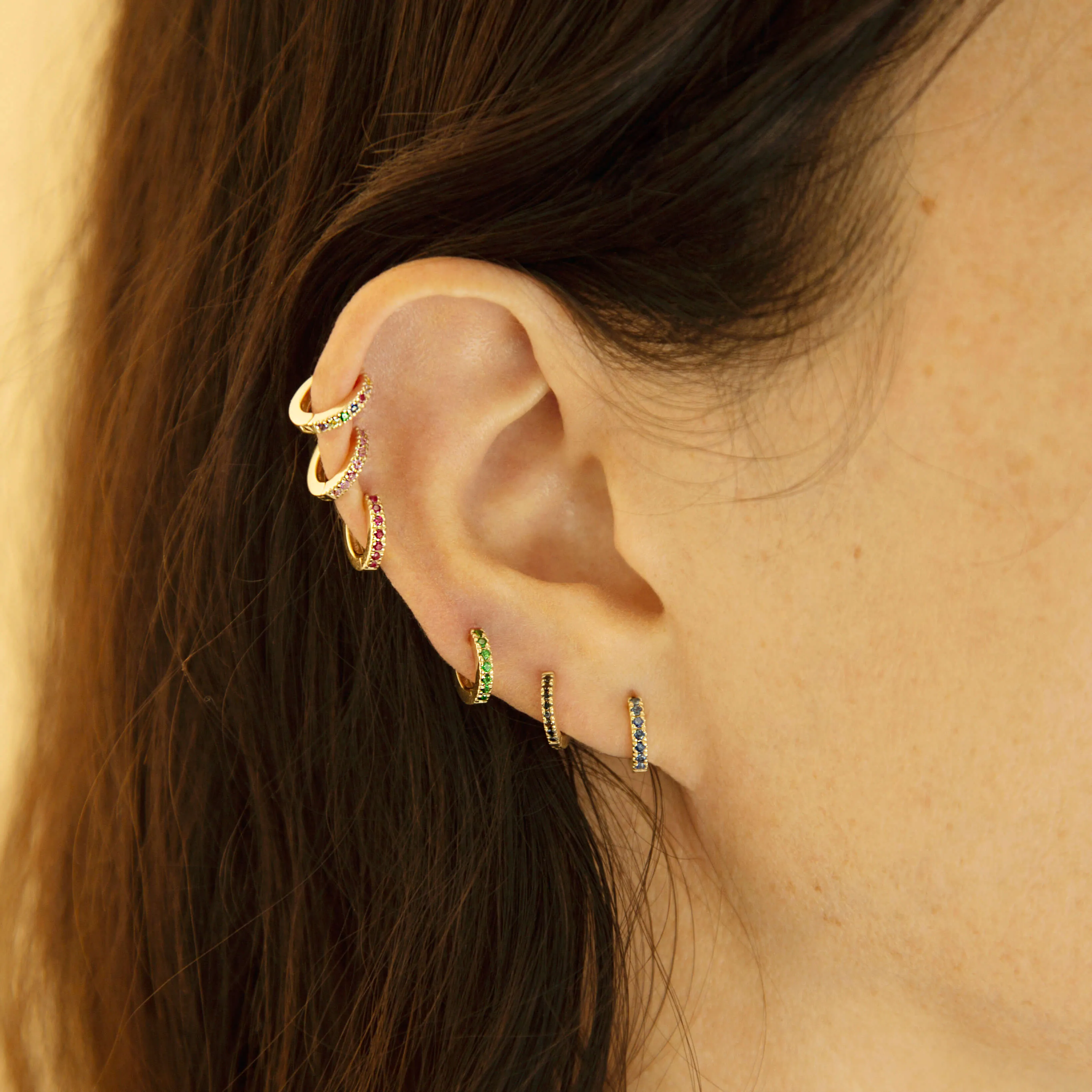 Small Ceylon Sapphire Huggie Hoops