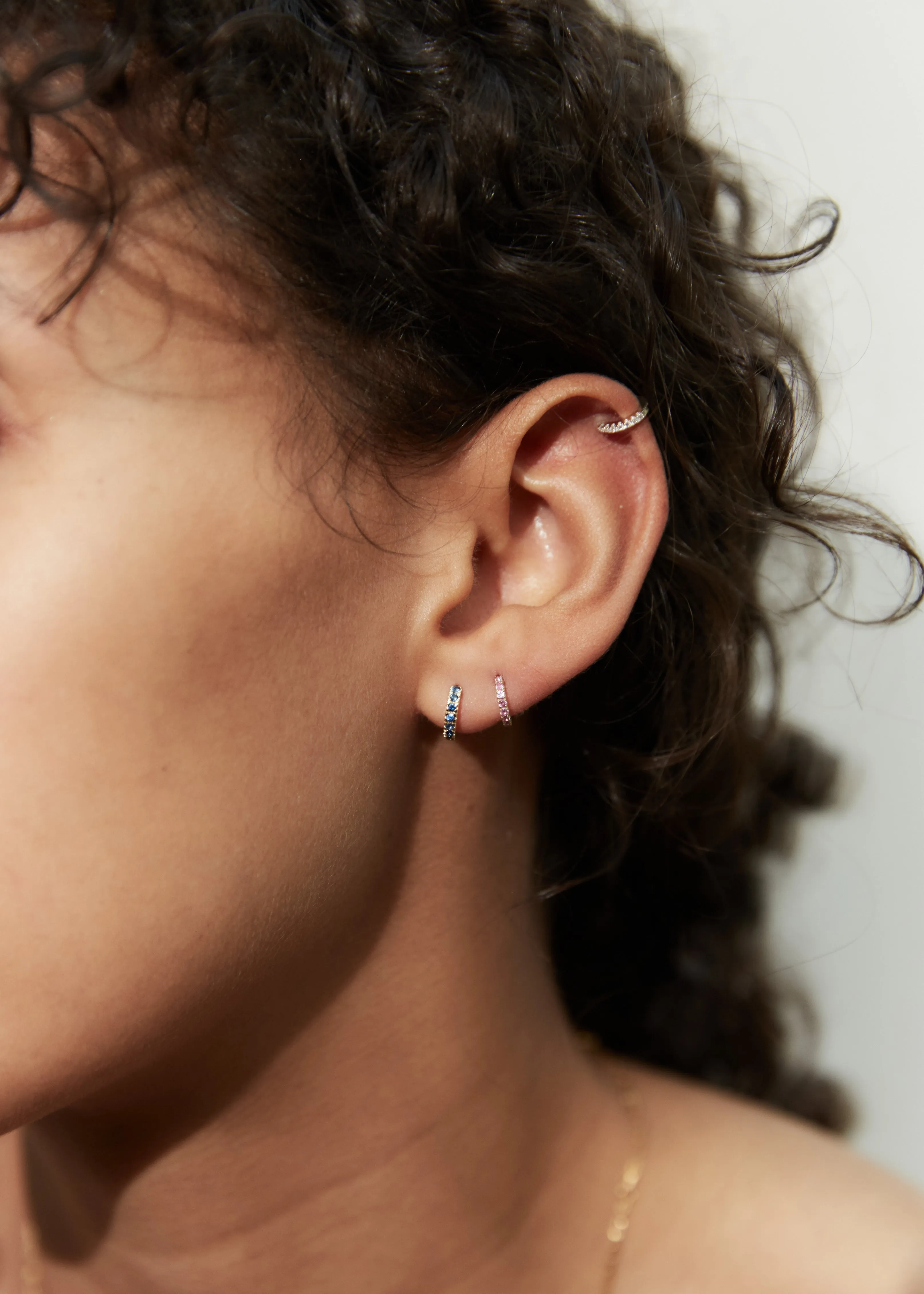 Small Ceylon Sapphire Huggie Hoops