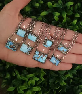 Stamped Sterling Silver Golden Hills Turquoise Bar Necklaces