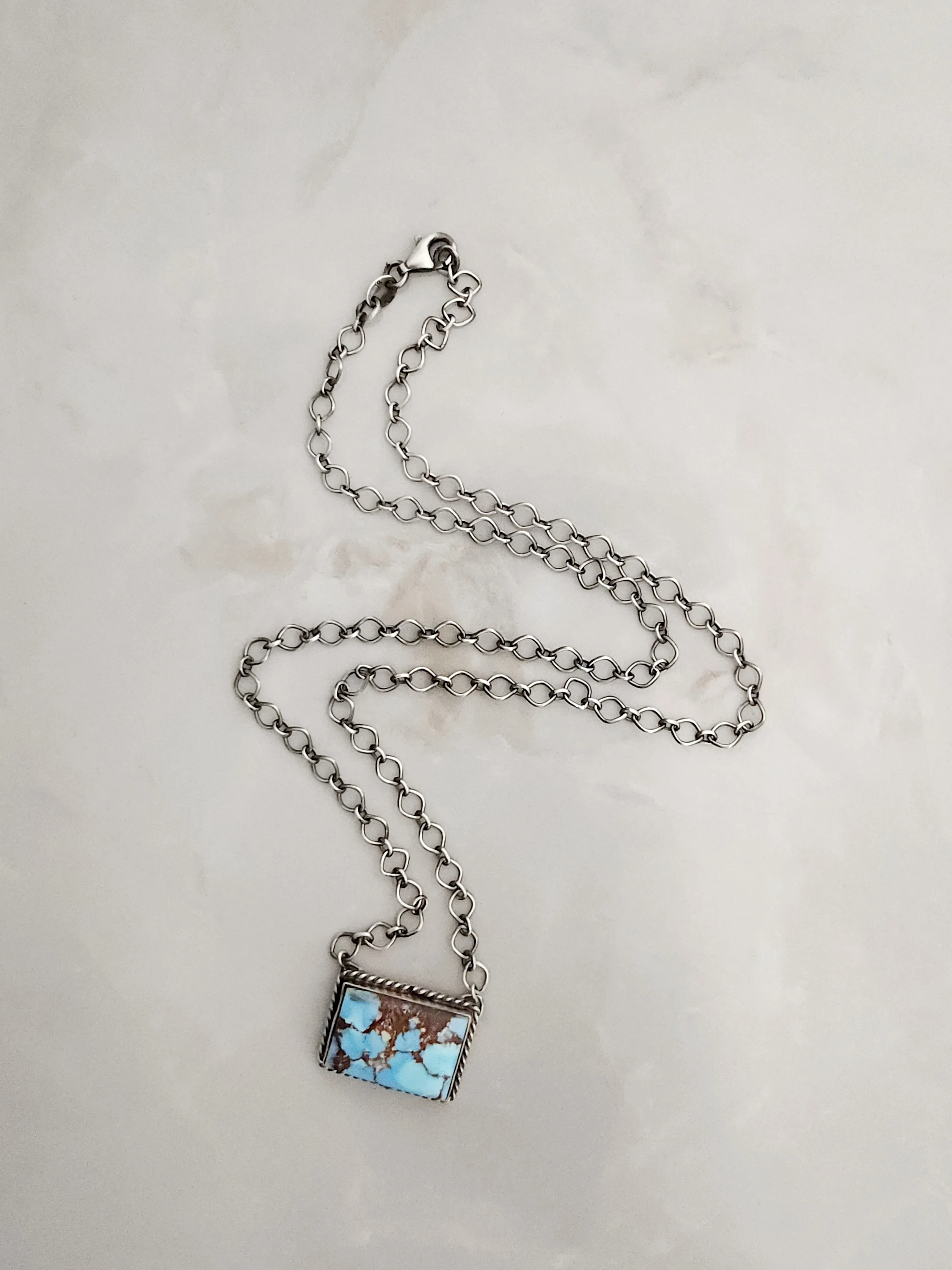 Stamped Sterling Silver Golden Hills Turquoise Bar Necklaces