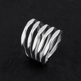 Wide Sterling Silver Five Row Ring